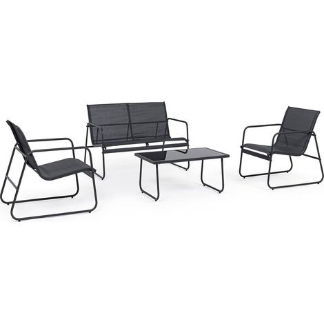 Sofa + 2 Sillas + Mesa de Cristal Templado. Conjunto de Jardin y Terraza