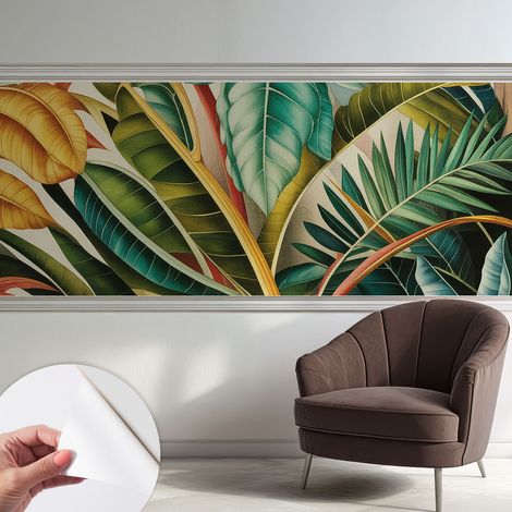 Tapete Selbstklebend - abwaschbar - trendige Wanddeko - elegant Fototapete Exotische Blätter 250x104 cm (1/5)