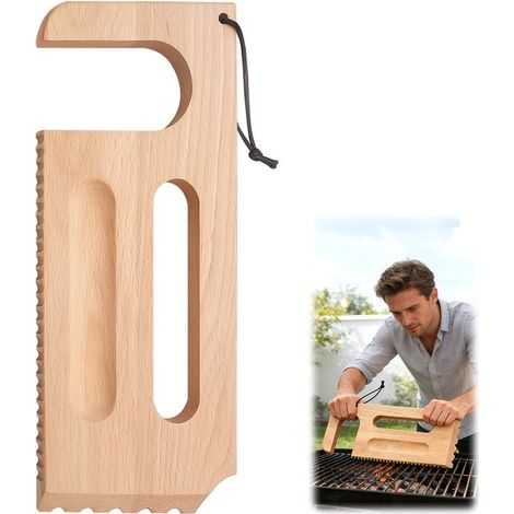 Brosse de nettoyage pour gril en bois, sans poils, à large manche, accessoire pour grils Pro Series, Ironwood (1/5)