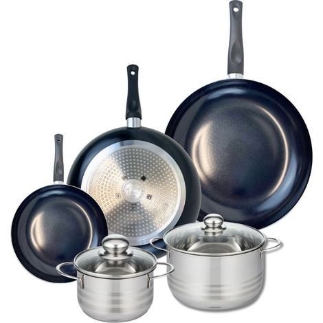 Ensemble de 3 Poêles de cuisson 20, 28 et 32 cm et 2 faitouts 16 et 20 cm Elo Prima Brillant (1/5)