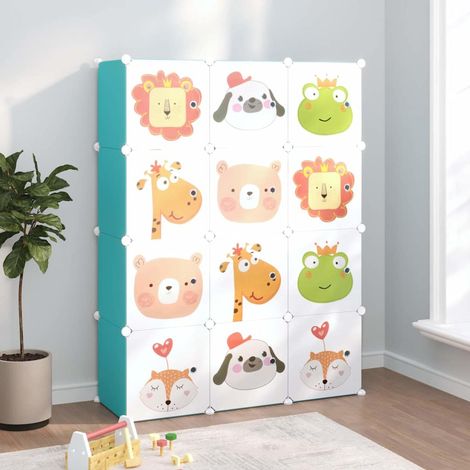 Armoire de rangement pour enfants-Meuble de stockage avec 12 cubes Vert PP 270390 (1/5)
