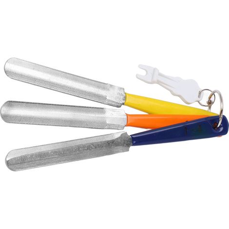 Set mit 3 Metallnagelfeilen, konische Schneide, komfortabler Griff, doppelseitiges Werkzeug zum Einfräsen von Gitarrenrillen (1/5)