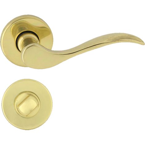 DOMINO Poignée de porte VENUS R M1 WC Poignée avec rosace WC Laiton brillant (1/5)
