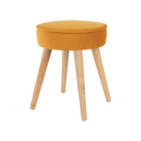 Pouf en velours jaune et piètement bois - CASANOVA