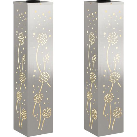 Maison Exclusive - Luz de camino LED solar 2 pcs Plateado Acero i