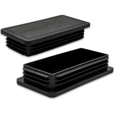 Lot de 20 rectangulaire en Plastique Bouchon Tuyau Durable Bouchon Embout Trou Bouchon Bouchon Insert, Protecteur de Sol Feuille Bouchon Chaise Slider pour Jambes et tuyaux, Noir (1/5)