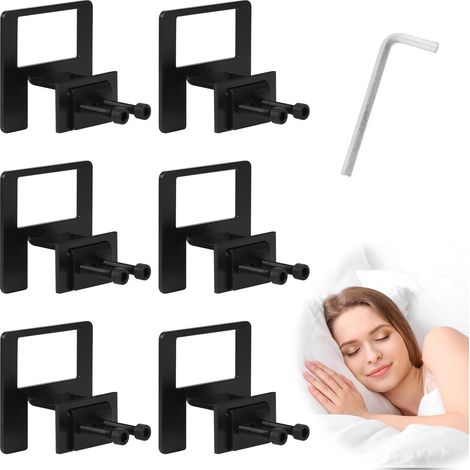 6 Pièces Arrêt Matelas Réglables avec Clé Cadre Lit Noir (1/5)