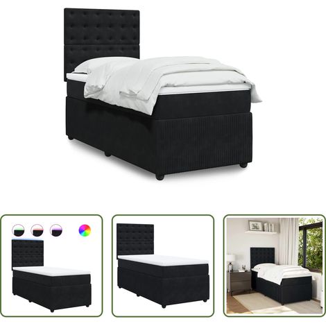 Matratze - Boxspringbett mit Matratze Schwarz 100x200 cm Samt (1/5)