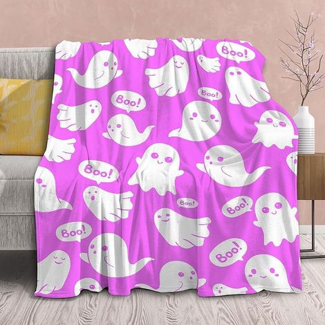 Couverture En Flanelle - Citrouilles D'Halloween Et Chats Noirs - 76 X 102 Cm - Pour Décoration De Chambre Ou Canapé - 1 Pièce (1/5)