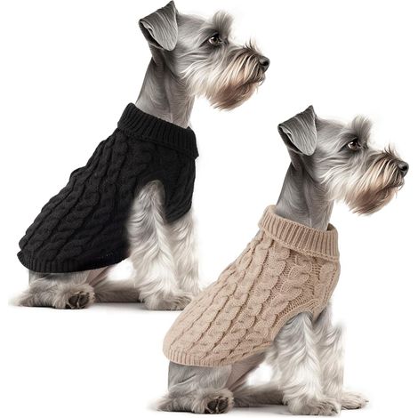 Lot de 2 Pull Chien, Tricot Acrylique Doux, Col Roulé, Pour Petit Chien Et Chat (1/5)
