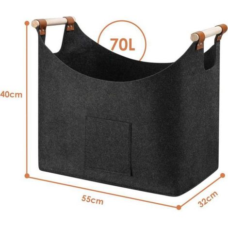 Panier à bches Panier a Bois avec Poignée Renforcée, Panier Rangement, Sac à Bois pour Cheminée Sac en Feutre, Journaux, J (1/5)