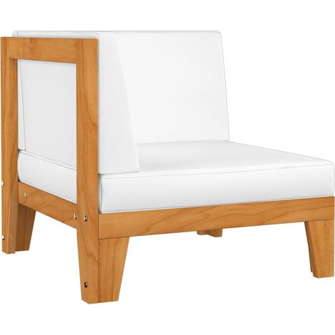 Canapé d'angle sectionnel et coussins blanc crème Bois d'acacia vidaXL