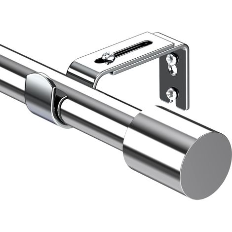 Tringle à rideaux extensible en métal argenté avec embouts cylindriques, réglable de 72 cm à 235 cm, pour rideaux à œillets pour chambre à coucher, chambre d'enfant, salon, salle de bain (1/5)