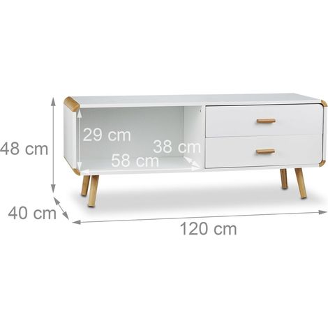Comò lowboard arrotondato contenitore decorativo soggiorno 120 x 40 x 50 cm in bambù bianco 130003534