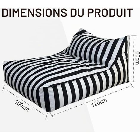 Waterproof Outdoor Pouffe Cover Outdoor Striped Oxford Pouffe Cover Bean Bag Chair for Garden Beach Swimming Pool Blue (1/3)