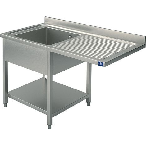 Plonge Sur Piètement Avec Étagère Inférieure, Place Pour Lave-Vaisselle, 1 Bac à Gauche, 1200X700 mm - Mastro