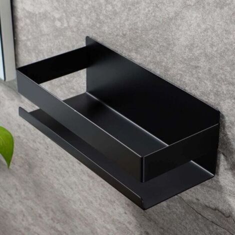 Étagère de Douche Auto-adhésif Panier de Douche Sans Perçage Etagère de Salle de Bain Acier Inoxydable SUS304，Noir