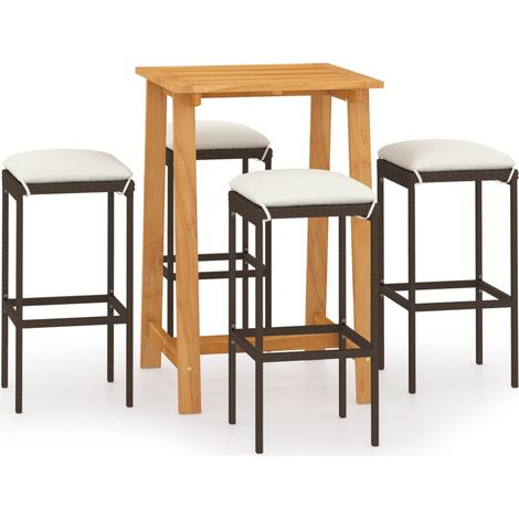 Maison Exclusive - 5-tlg. Gartenbar-Set mit Kissen Braun