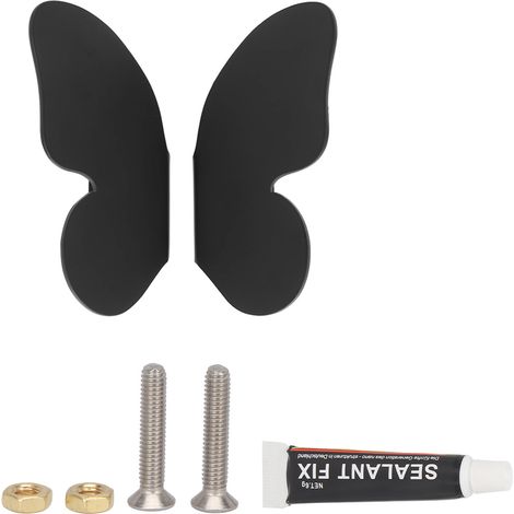 Paire de poignées de meuble papillon, bords arrondis, métal laiton, boutons de tiroir noirs en forme de papillon, pour armoire à chaussures (1/5)