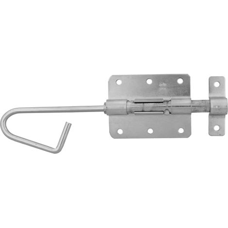 Verrou en applique pour portes Serrure de sécurité pour votre maison Loquet résistante pour portails Acier zingué Couleur : argenté 350 x Ø12 mm (1/4)