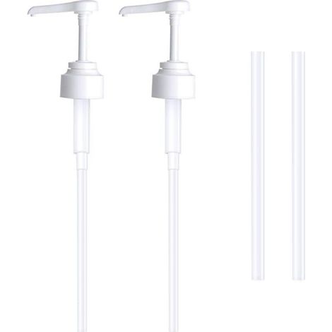 Lot de 2 Pompe doseuse bidon 5 litres Bouteille Pompe Vide(Blanc), réutilisables Flacon Pompe Vide Plastique Remplacement de 38 cm pour contenants d'assaisonnement de Liquide de Salle de Bain (1/4)