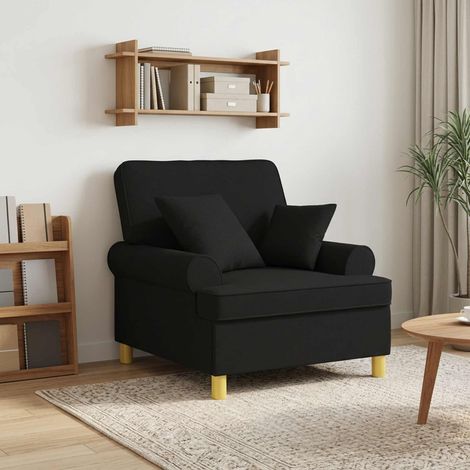 vidaXL Fauteuil XL avec coussins Noir Tissu (1/5)