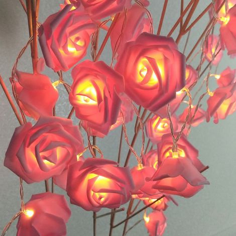 Guirlande lumineuse LED rose artificielle, idéale pour les mariages et les fêtes (rose clair). (1/4)