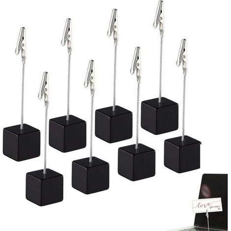Lot de 12 supports à clip pour mémo, porte-photo, porte-mémo, porte-cartes postales, pour photos, cartes, note, trombones (noir) (1/4)