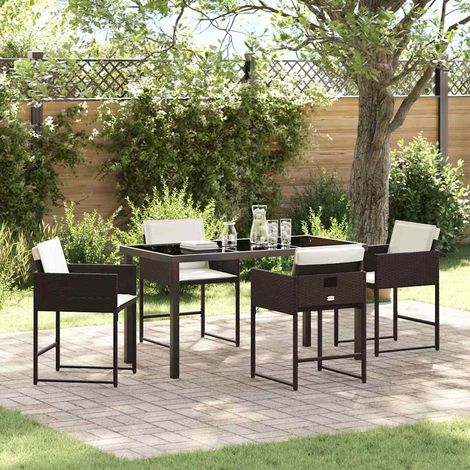 Garten Essgruppe 5 pcs Braun Poly-Rattan (1/5)