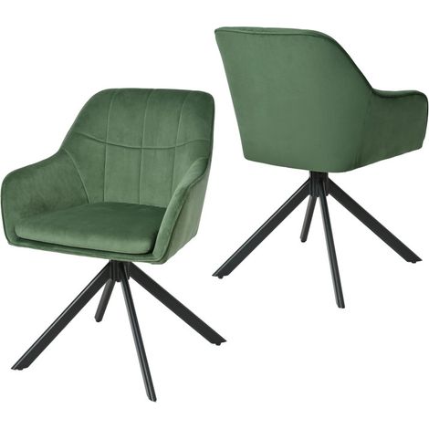 Goeurvant Moderner Esszimmerstühle mit dicker Doppelsitzpolsterung, breiter Rückenlehne und ergonomischen Armlehnen - 2er Set - Grün