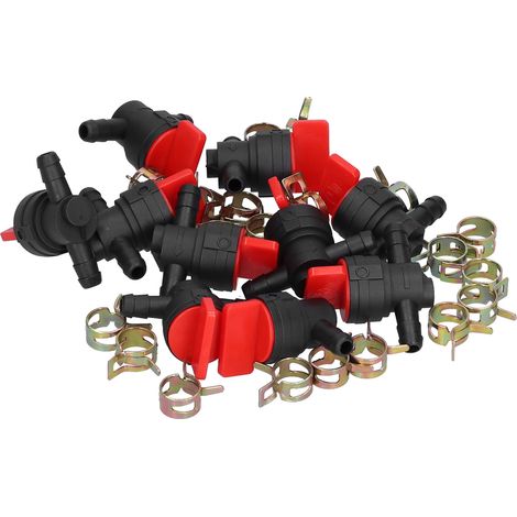 10 colliers de serrage noirs et rouges à 90° pour vannes d'arrêt de carburant, pour conduites de carburant de 1/4 pouce 494539 698181 697944 35857 (1/5)