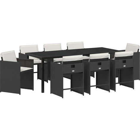 Maison Exclusive - Set da Pranzo per Giardino 9 pcs Nero polyrattan