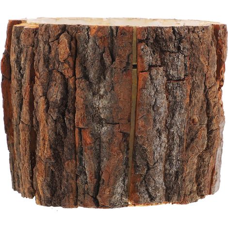 Pot de fleurs en bois naturel, style rustique, motif écorce, décoration pour la maison ou les fêtes-12.00X10.00X10.00CM