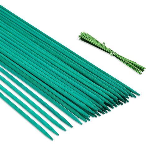 50 Pièces 44.5cm Tuteur Plante Support de Plantes - Piquets Plantes Résistants aux Intempéries Tuteur Tomate de Jardin pour Plantes Pois Légumes Orchidée Support,avec 50 Attaches torsa (1/4)