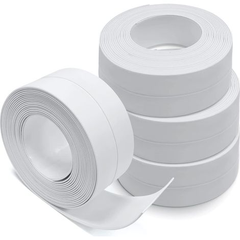 rouleaux de bande d'étanchéité, ruban adhésif en PVC, pour évier de cuisine, toilettes, baignoire, angle de mur, carrelage 3.2 (blanc)