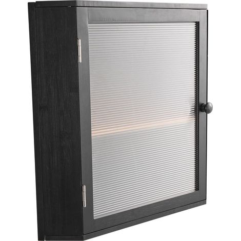 Boîte à pain en bambou double étage, grand format, porte ondulée en acrylique noire, style fermhouse, pour comptoir de cuisine. (1/5)
