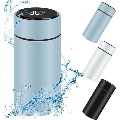 500 ML Mini Thermische Fles, Roestvrijstalen Geïsoleerde Waterfles, LED Temperatuur Display Slimme Waterbeker, Roestvrijstalen Vacuüm Drinkfles voor Warme & Koude Dranken, Blauw (1/5)