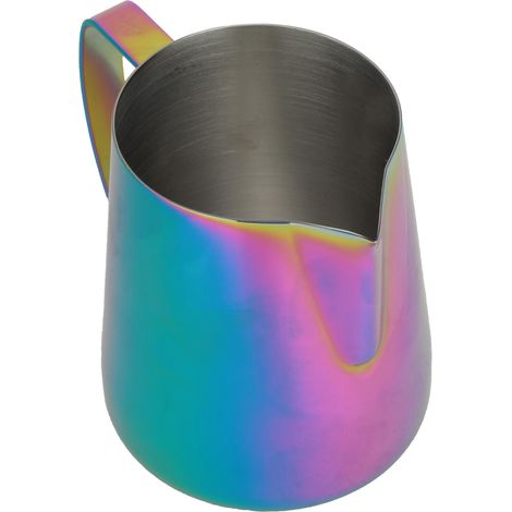 Bunte, dickwandige Milchaufschäumkanne aus Edelstahl für Kaffee und Latte Art zu Hause (600 ml) (1/5)