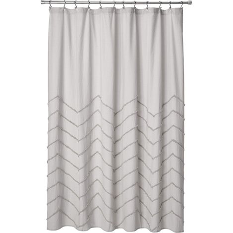 Rideau de Douche en Chenille Chevron, Gris Clair, 72 inches x 72 inches (1/5)