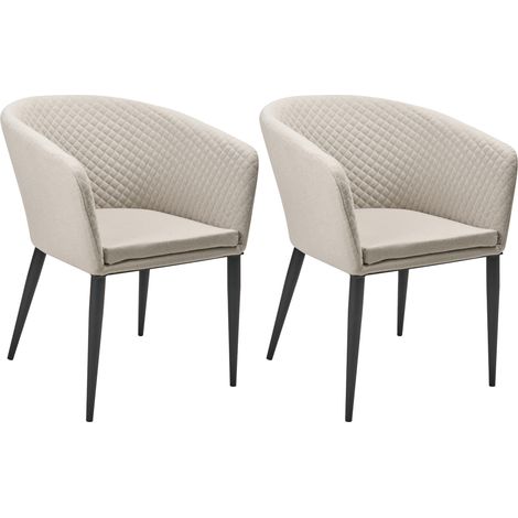 Conjunto de 2 sillas modernas de exterior e interior de tela estructura negra beige Curgos