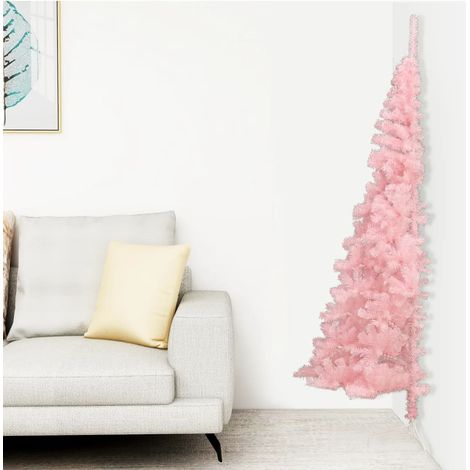 Demi Sapin de Noël artificiel avec support,Arbre de Noël Rose 240 cm PVC -WYW24839 (1/5)