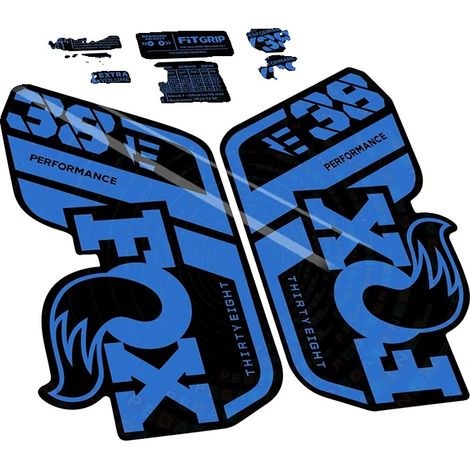 Pegatinas de vinilo de alta calidad, compatibles con horquilla Fox 38 Performance para bicicleta eléctrica, color azul 084. (1/2)