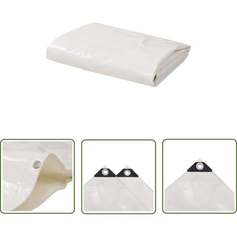 The Living Store Bâche 650 g / m² 2 x 3 m Blanc - Couverture Imperméable - Bâche Protectrice - Bâche Extérieure - Bâche Voiture - Bâche Moto (1/5)