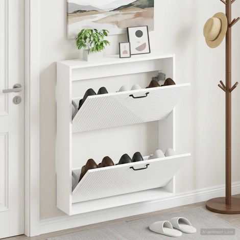 vidaXL Wall-Mounted Shoe Cabinet HAARLEM 71 x 17 x 86 cm White (1/5)