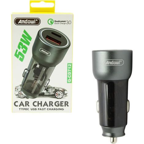 Andowl - Caricabatterie Per Auto Ricarica Rapida Pd 53w Porte Usb/type-c Quick Charge 3.0 Q-cd712 - (1/3)