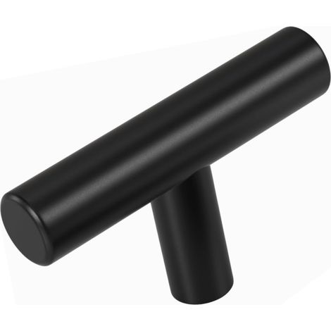 Tiradores para muebles, tiradores para cajones, tiradores de un solo orificio, tiradores en forma de T para muebles de cocina (negro, 1 unidad) (1/5)