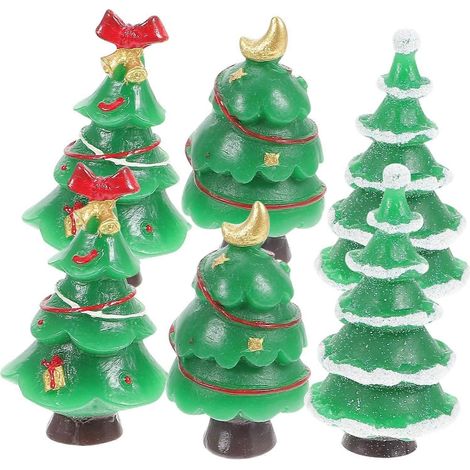 Mini Snow Scene Decor 7pcs Christmas Decor Mini Christmas Tree Fairy Garden (1/5)