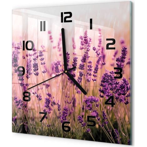 Horloge Murale Carrée Cuisine en Verre Silencieuse Design Moderne Décorative Lavande 30x30 cm (1/5)