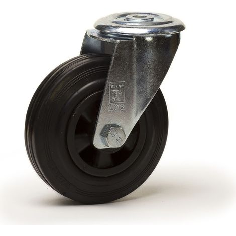 Roulette à oeil pivotante diamètre 100 mm roue caoutchouc noir - 70 Kg (1/2)