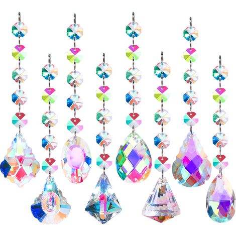 Sun Catcher - Crystal Prism - For Windows Garden Indoor Outdoor Decoration - 8 Pieces (1/5)